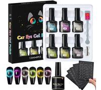 Ghost Party Nail Trend Set with Stickers, Halloween Cat Eye Nail Gel Kit, DIY Magnetic Art Nails Polish with Chameleon Effect for Salon Home Ladies Gift