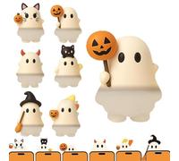 Ghost Phone Charm, Ghostees Mystery Phone Buddy, Cute Ghost Design Halloween Mobile Topper Figure for Phones Tablet Laptop Decoration (2Set(12Pcs))