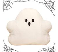 Ghost Plush Pillow - Cute Halloween Ghost Cushion | Soft Milk Velvet & PP Cotton | Stuffed Spooky Toy with Keychain | Decorative Pillow for Bed, Couch & Room Décor | Small to Large