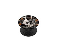 Ghost Reader Book Lover Black Cat Cozy Library Moon PopSockets PopGrip Adesivo