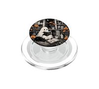 Ghost Reader Book Lover Black Cat Cozy Library Moon PopSockets PopGrip per MagSafe