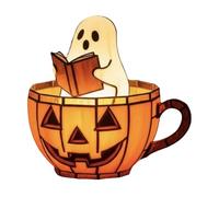 Ghost Reader Light per Halloween, LED Pumpkin Nightlight, Decorazione da scrivania in Resina, Luce Morbida e Simpatica, Lampada da Tavolo a Batteria, per Camera da, Decorazione Esterna