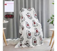 Ghost Reading Blanket, 2025 New Halloween Ghost Book Throw Blanket 50 X 60'', Cute Soft Cozy Book Blankets, Fall Sofa Knitted Blankets Couch for Spooky Season for Unisex Spooky Gift(1pc)