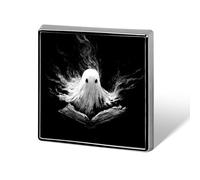 Ghost Reading Book Black And White Unisex Spille & Pins Quadrato Leggero Risvolto Distintivo Gioielli per Abbigliamento Scialle Cappello
