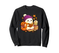 Ghost Reading Book Halloween Coffee Spooky Autumn Fall Felpa
