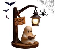 Ghost Reading Book Lantern - 3D Resin Material, Adorable Bedroom Light Decoration, Aesthetic Reading Lantern | Cute Ghost Lamp For Bedroom, Living Room, Study Room, Book Lovers, Adults, Kids, Hallowee