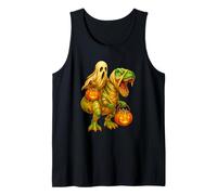 Ghost Riding T Rex Mummy Pumpkin Halloween Dinosaur Canotta