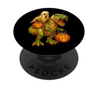 Ghost Riding T Rex Mummy Pumpkin Halloween Dinosaur PopSockets PopGrip Adesivo