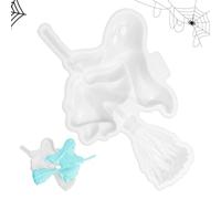 Ghost Silicone Mold - Ghost with Broom Stick Candle Mold Silicone Molds | Reusable Ghost Silicone Mold Mould Halloween Ghost on Broom Stick Mold for Art Crafts Concrete Table Decoration