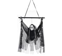 Ghost Skull Decor - Glowing Eyes Halloween Decorations, Party Favors Prop | Cloth ABS hanging ghost | Graveyard haunted house carnival garden, spooky skeleton wearing creepy expressions tattered robes