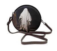 Ghost Stands At The Top Of Stairs - Borsa a tracolla rotonda da donna, in pelle