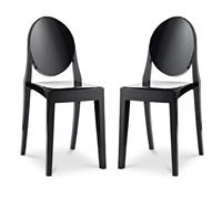 Ghost Style - Set di 2 sedie da pranzo trasparenti Victoria Queen, colore: Nero