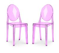 Ghost Style - Set di 2 sedie da pranzo trasparenti Victoria Queen, colore: Viola
