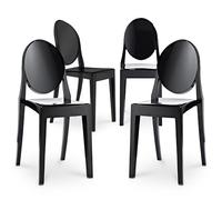 Ghost Style - Set di 4 sedie da pranzo trasparenti Victoria Queen, colore: Nero