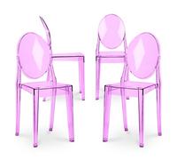 Ghost Style - Set di 4 sedie da pranzo trasparenti Victoria Queen, colore: Viola