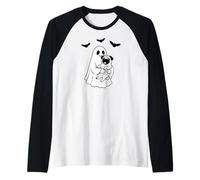 Ghost With Pug Dog Halloween Maglia con Maniche Raglan