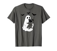 Ghost With Pug Dog Halloween Maglietta