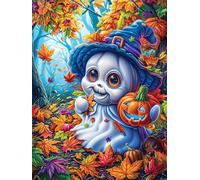 Ghost with Pumpkin in Magical Forest Puzzle 500 Pezzi Rompicapo Creativo Artistico Accompany Fairy Tale Cute Stimolo Della Creatività Attività Per Il Tempo Libero Regalo Per Persone Creative 500 PCS