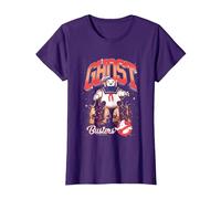 Ghostbusters Cute Stay Puft Loom Group Shot Retro Big Logo Maglietta, Donna, Viola, 3XL