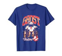 Ghostbusters Cute Stay Puft Loom Group Shot Retro Big Logo Maglietta, Uomo, Blu Reale, XL