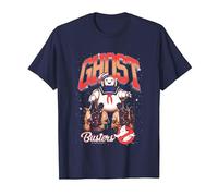 Ghostbusters Cute Stay Puft Loom Group Shot Retro Big Logo Maglietta, Uomo, Navy, L