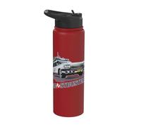 Ghostbusters Ecto 1 Auto Angolata 1984 Anni '80 Titolo Testo Mezzitoni Stainless Steel Insulated Water Bottle