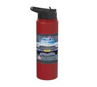Ghostbusters Ecto 1 Car Front View 1984 Titolo Testo vibrante Stainless Steel Insulated Water Bottle