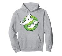 Ghostbusters Ghost Logo Green Slime Felpa con Cappuccio, Unisex per Adulti, Grigio Melange, S