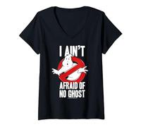 Ghostbusters I Ain't Afraid Of No Ghost Bold Text Maglietta con Collo a V