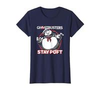 Ghostbusters Iconic Cute Stay Puft Round Big Chest Frame Maglietta, Donna, Navy, M