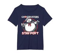 Ghostbusters Iconic Cute Stay Puft Round Big Chest Frame Maglietta, Donna Plus-Size, Navy, 4X