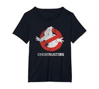 Ghostbusters Logo Fantasma Vintage Maglietta, Donna Plus-Size, Nero, 2X