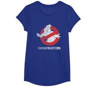Ghostbusters Logo Fantasma Vintage Maglietta, Ragazze, Blu Reale, M