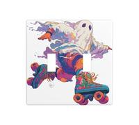 Ghoster On Roller Skates Double Gang Toggle Light Cover Wall Plate Switch Decor Dimensioni standard - 11,4 x 11,4 cm