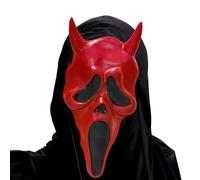 Ghostface - Maschera da urlo con sudario, spaventosa maschera di Halloween per uomini e donne, traspirante, resistente, in lattice naturale, raccapricciante, maschera horror per scherzi di Halloween