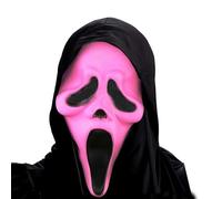 Ghostface - Maschera da urlo con sudario, spaventosa maschera di Halloween per uomini e donne, traspirante, resistente, in lattice naturale, raccapricciante, maschera horror per scherzi di Halloween