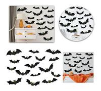 GhostHalloween Decorazione 3D pipistrello luminoso occhi adesivi interni strano panico sala feste all'aperto parete finestre pipistrello decorazione gotica decorazione spettrale (nero, 30 cm x 20 cm x