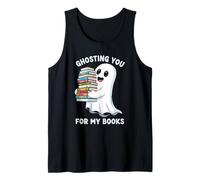 Ghosting You Cute Ghost Leggi Libri Amante Lettura di Halloween Canotta