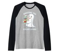 Ghosting You Cute Ghost Leggi Libri Amante Lettura di Halloween Maglia con Maniche Raglan