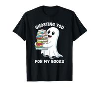 Ghosting You Cute Ghost Leggi Libri Amante Lettura di Halloween Maglietta