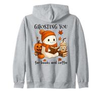 Ghosting You for Coffee And Books Fall Ghost Reading Boojee Felpa con Cappuccio