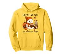 Ghosting You for Coffee And Books Fall Ghost Reading Boojee Felpa con Cappuccio