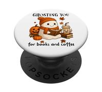 Ghosting You for Coffee and Books Fall Ghost Reading Boojee PopSockets PopGrip Adesivo