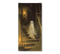 Ghostly Door Cover Banner Decorazione, Creepy Haunted House Wall Art, Halloween Indoor Outdoor Party Forniture 91 x 182 cm