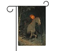 Ghostly Horse with Pumpkin Head Dark Forest Garden Flag Seasonal Holiday juta double face casa cortile bandiere esterne 30,5 x 45,7 cm