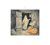 Ghostly Tappeto scolapiatti da cucina per bancone stuoia di scolapiatti in microfibra per antipasti, assorbente, stile vintage rustico, decorazione da bancone cucina, 40,6 x 45,7 cm