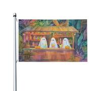 Ghosts At An Outside Bar Bere Yard House Flags, 0,9 x 1,5 m Stagione Auguri Banner con occhielli Indoor Outdoor Party Decorazioni per la casa