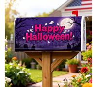 Ghosts - Coperture magnetiche per cassette postali, fantasiosi alberi spettrali, luna, Halloween, viola, decorazione per la casa e il giardino, 53 x 64 cm