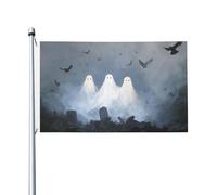 Ghosts Floating In The Sky Yard House Bandiere, 0,9 x 1,5 m Stagione Auguri Banner Con Occhielli Interni Esterni Feste Decorazioni per la Casa