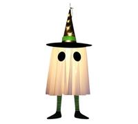 Ghosts Ornament, Glowing Ghosts Pendant Decor with Witch Hat, 7,87 x 7,87 x 23,62 Inches Horror Holiday Decorations, Hanging Halloween Props for Courtyard, Porch, Living Room, Yard, Indoor Outdoor
